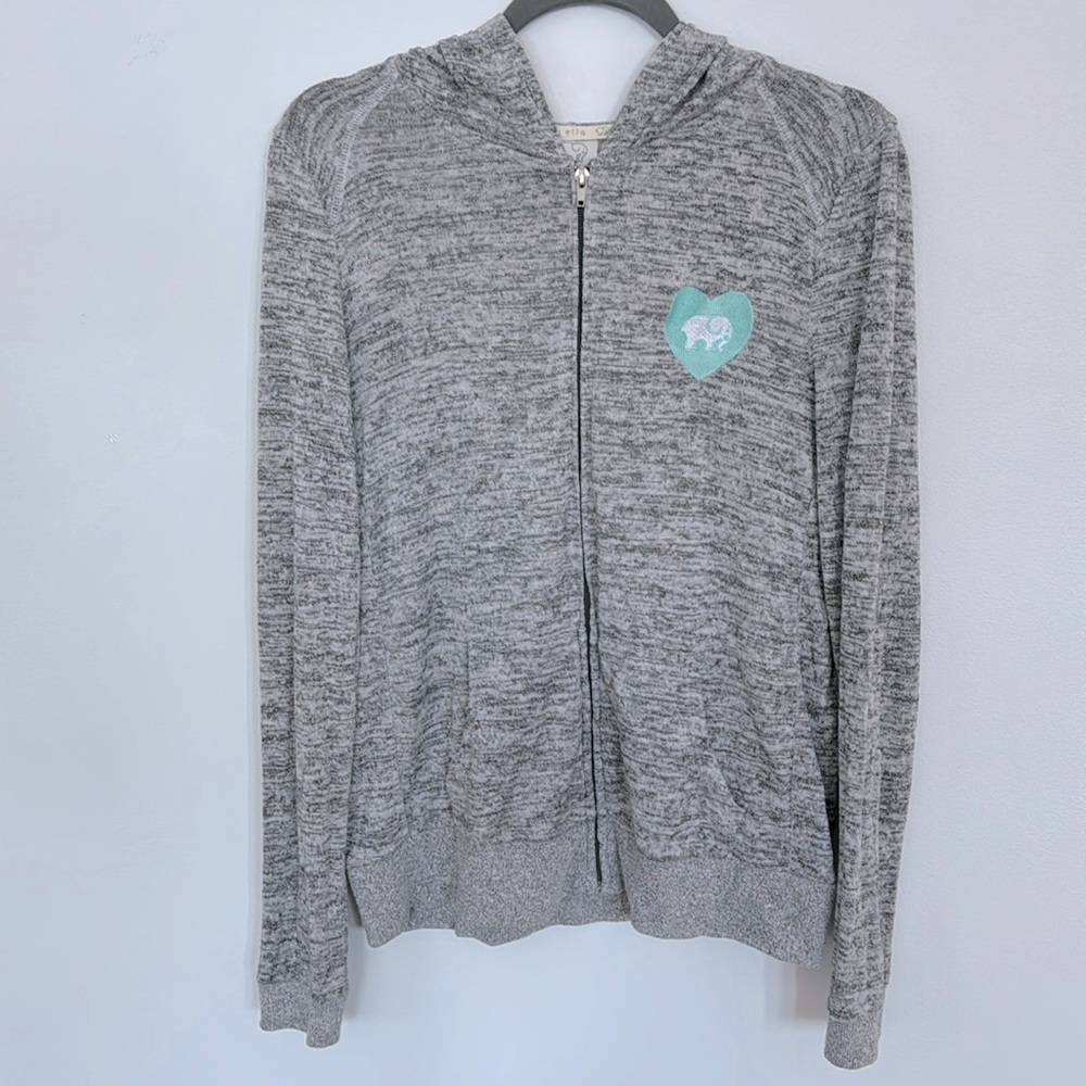 Ivory Ella lightweight full zip gray hooded jacket. Size M